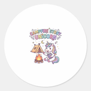 Unicorn Campfire Story Unicorn Charming POD Artwor Classic Round Sticker