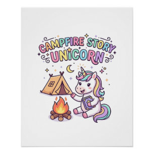 Unicorn Campfire Story Unicorn Charming POD Artwor Poster