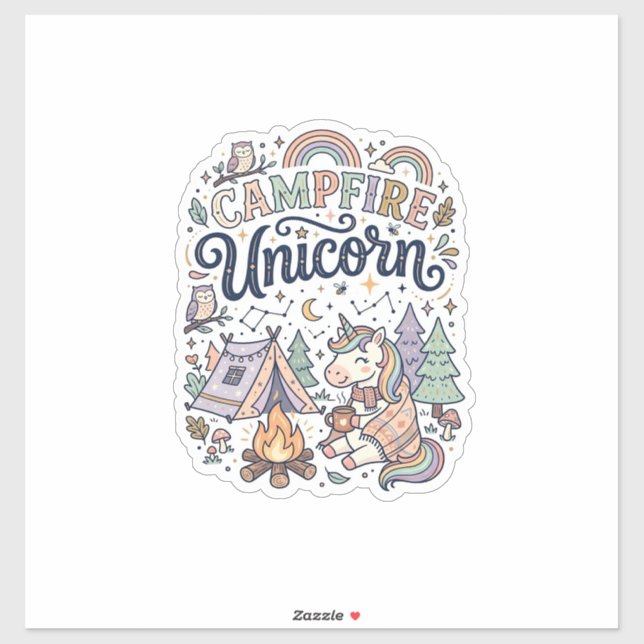 Unicorn Campfire Unicorn Premium Vector Sticker an (Sheet)