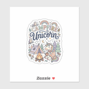 Unicorn Campfire Unicorn Premium Vector Sticker an