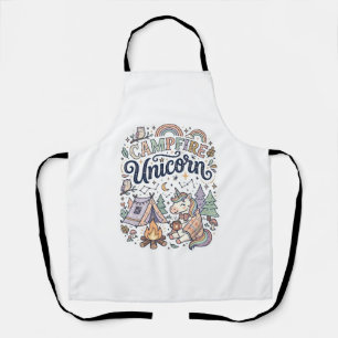 Unicorn Campfire Unicorn Premium Vector Sticker an Apron