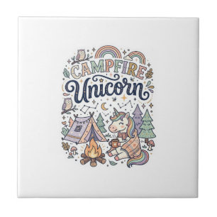 Unicorn Campfire Unicorn Premium Vector Sticker an Ceramic Tile