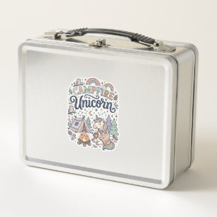 Unicorn Campfire Unicorn Premium Vector Sticker an Metal Lunch Box