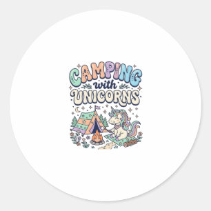 Unicorn Camping with Unicorns Kawaii Sticker and S
