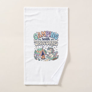 Unicorn Camping with Unicorns Kawaii Sticker and S Hand Towel
