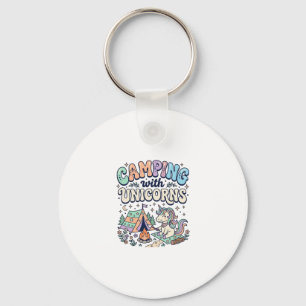 Unicorn Camping with Unicorns Kawaii Sticker and S Key Ring
