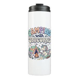 Unicorn Camping with Unicorns Kawaii Sticker and S Thermal Tumbler