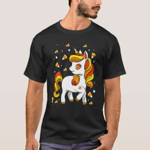 Unicorn Candy Corn Girls Halloween T-Shirt