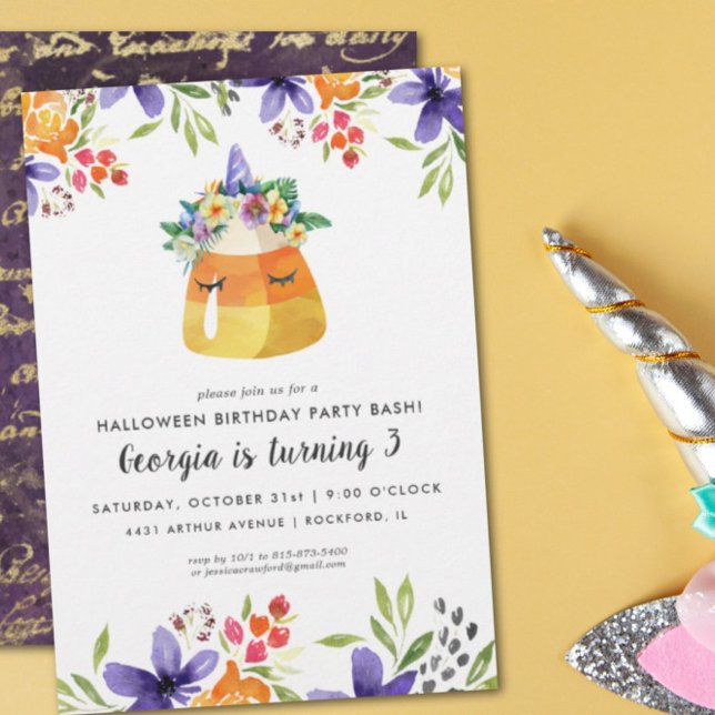Unicorn Candy Corn | Halloween Party Invitation (Creator Uploaded)