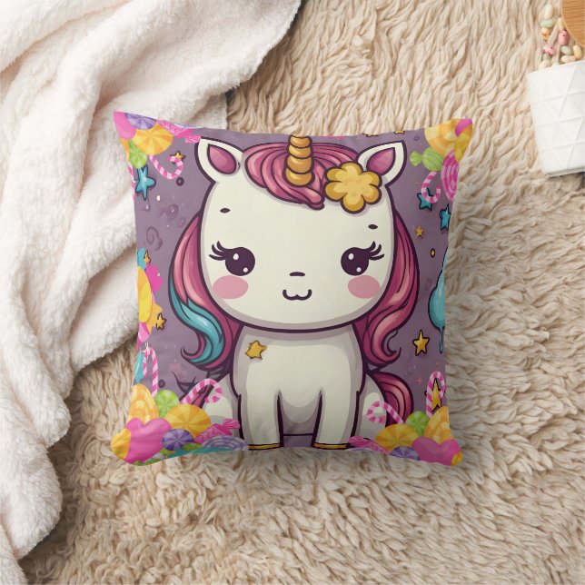 Unicorn Candy Print  Cushion (Blanket)
