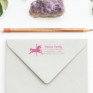 Unicorn Carousel Horse Cute Return Address Self-inking Stamp