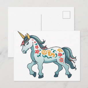 Unicorn cartoon drawing cartoon , unicorn , horse postcard