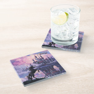 Unicorn Castle Art Glass Coaster