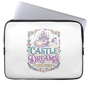 Unicorn Castle Dreams Unicorn White Background Pri Laptop Sleeve