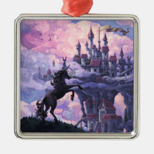 Unicorn Castle Metal Tree Decoration