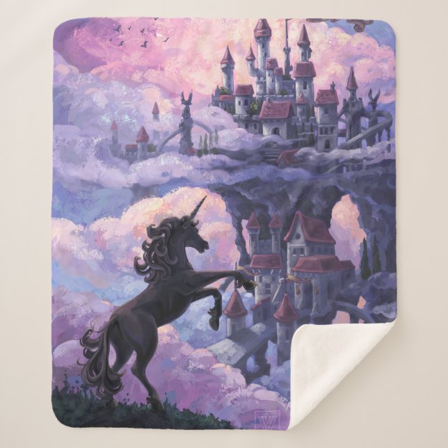 Unicorn Castle paintd art Sherpa Blanket (Front)