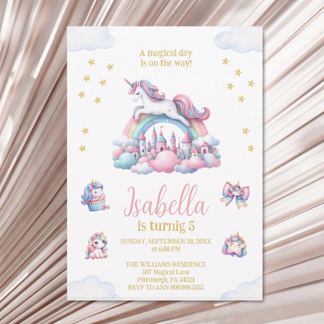 Unicorn Castle Rainbow Magical Birthday Invitation (Creator Uploaded)