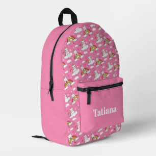 Unicorn cat animals on rainbows pattern printed backpack