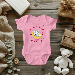 Unicorn Cat Dreams Magical Moon Hearts Baby Bodysuit