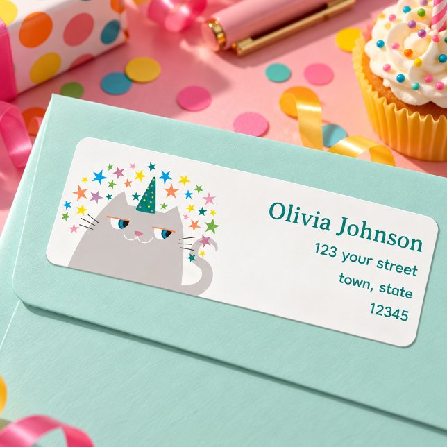 Unicorn Cat Return Address Label Cute (Creator Uploaded)