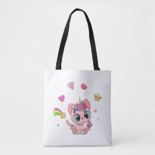 unicorn cat tote bag