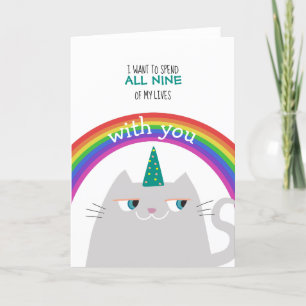 Unicorn Cat Valentine's Day Holiday Card