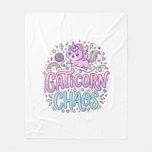 Unicorn Caticorn Chaos Cute Pastel Product Graphic Fleece Blanket