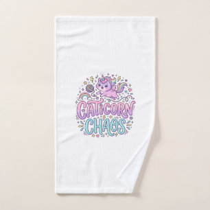 Unicorn Caticorn Chaos Cute Pastel Product Graphic Hand Towel