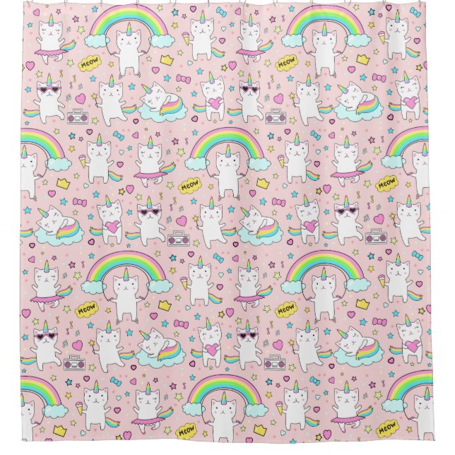 Unicorn Cats Shower Curtain (Front)