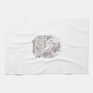 Unicorn Celestial Bloom Unicorn Premium Vector Typ Tea Towel