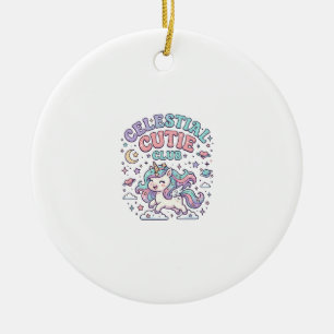 Unicorn Celestial Cutie Club Retro Style Product G Ceramic Ornament