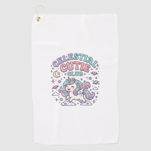 Unicorn Celestial Cutie Club Retro Style Product G Golf Towel