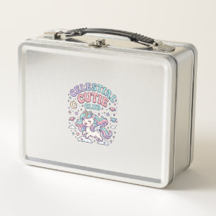 Unicorn Celestial Cutie Club Retro Style Product G Metal Lunch Box