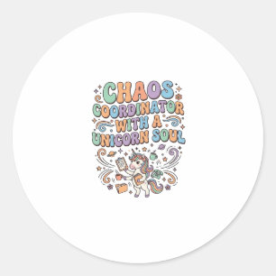Unicorn Chaos Coordinator with a Unicorn Soul Kawa Classic Round Sticker