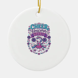 Unicorn Cheer Unicorn Spirit Colourful POD Artwork Ceramic Ornament