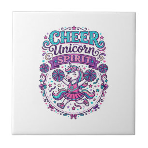 Unicorn Cheer Unicorn Spirit Colourful POD Artwork Ceramic Tile