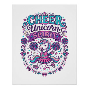 Unicorn Cheer Unicorn Spirit Colourful POD Artwork Poster