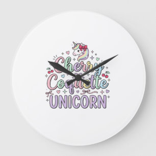 Unicorn Cherry Coquette Unicorn Original Zazzle De Large Clock