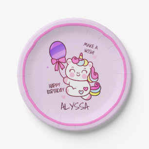 Unicorn! Child birthday party purple plates