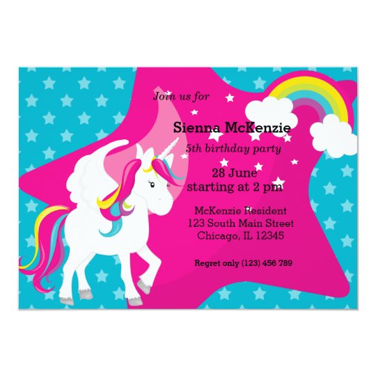 unicorn choose your background colour invitation