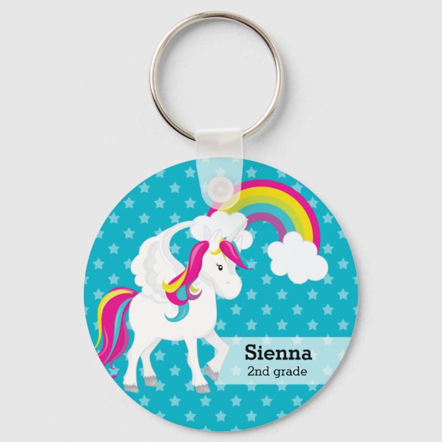 Unicorn * Choose your background colour Key Ring (Front)