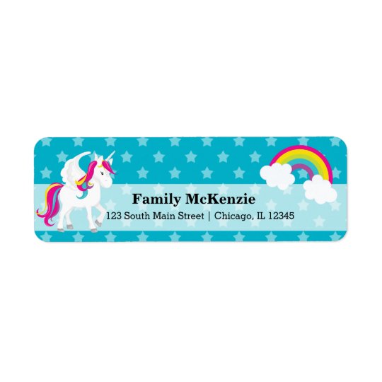 Unicorn * CHOOSE your background colour Return Address Label