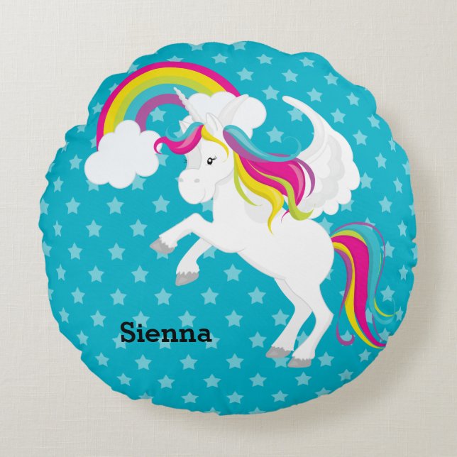 Unicorn * Choose your background colour Round Cushion (Front)