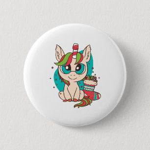 Unicorn Christmas 6 Cm Round Badge