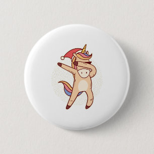 unicorn christmas 6 cm round badge