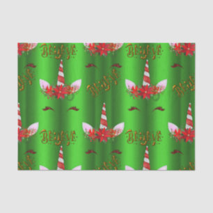 Unicorn Christmas Believe Green Tissue Paper