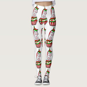 unicorn christmas cupcake leggings