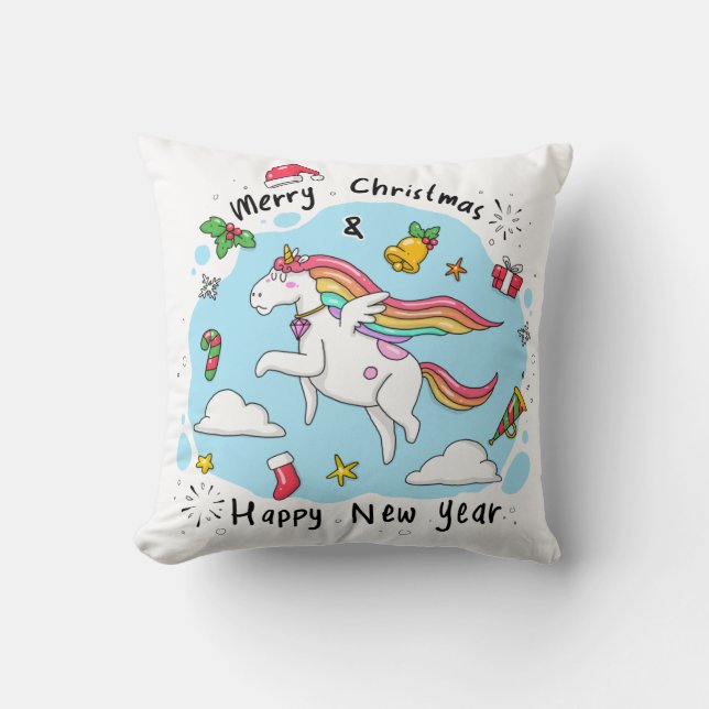 Unicorn Christmas Cushion (Front)