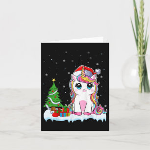 Unicorn Christmas For Girls Kids Santa Unicorn Xma Card