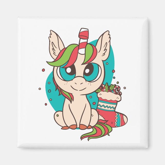 Unicorn Christmas Magnet (Front)